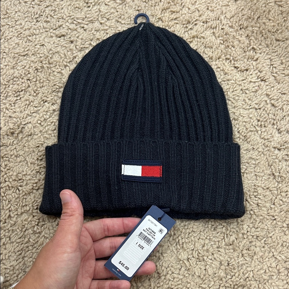 Tommy Hilfiger Navy Ribbed Beanie